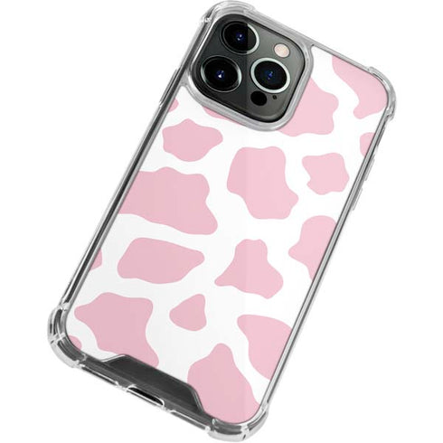 Pink Cow Print iPhone 15 Pro Clear Case